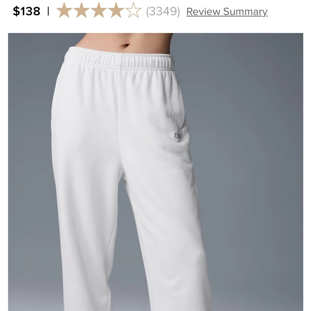 NWOT ALO Yoga White ACCOLADE Sweatpants - Picture 9 of 9